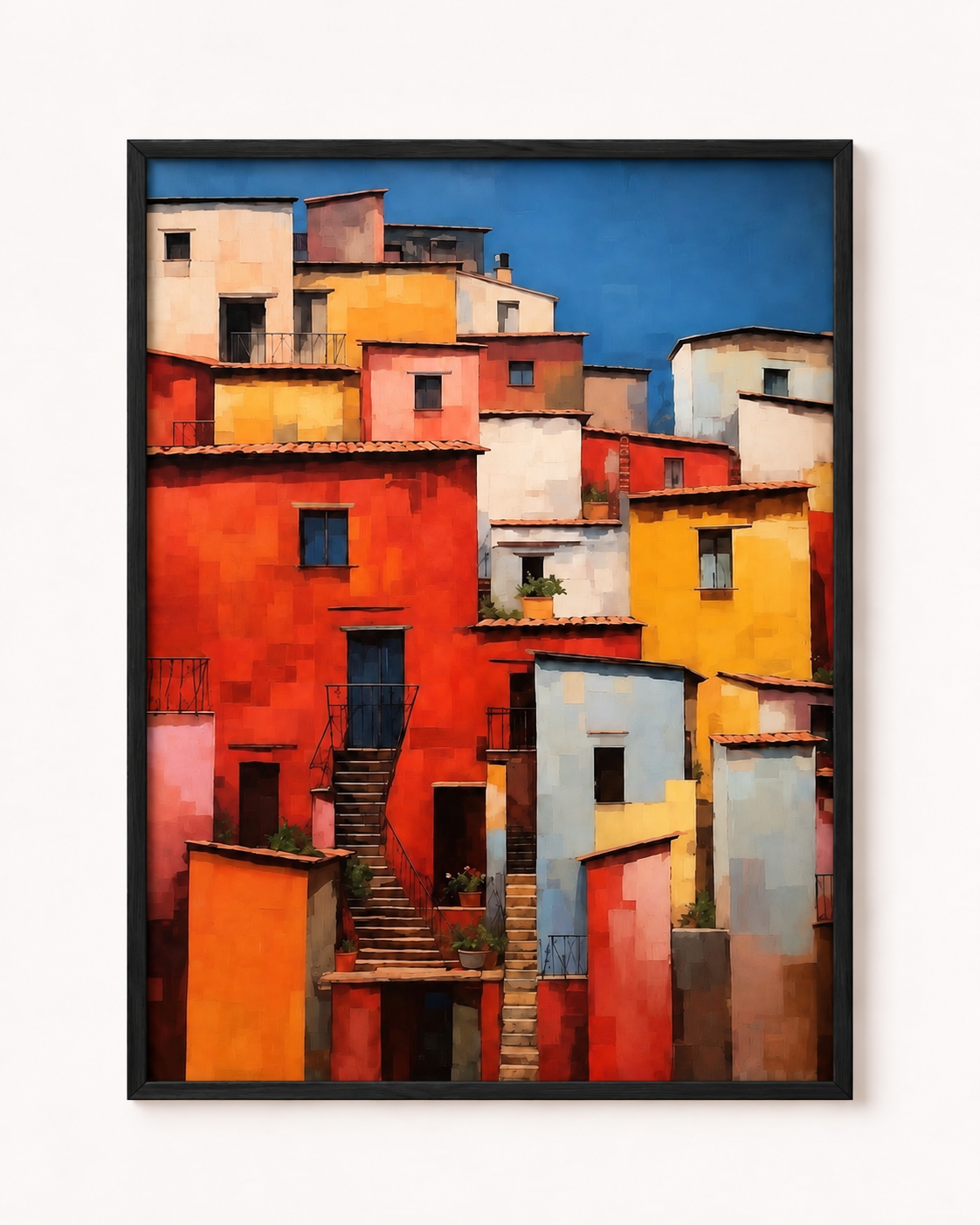 Chromatic Courtyard  Mediterranean Village Art Frame