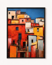 Chromatic Courtyard  Mediterranean Village Art Frame
