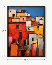 Chromatic Courtyard  Mediterranean Village Art Frame