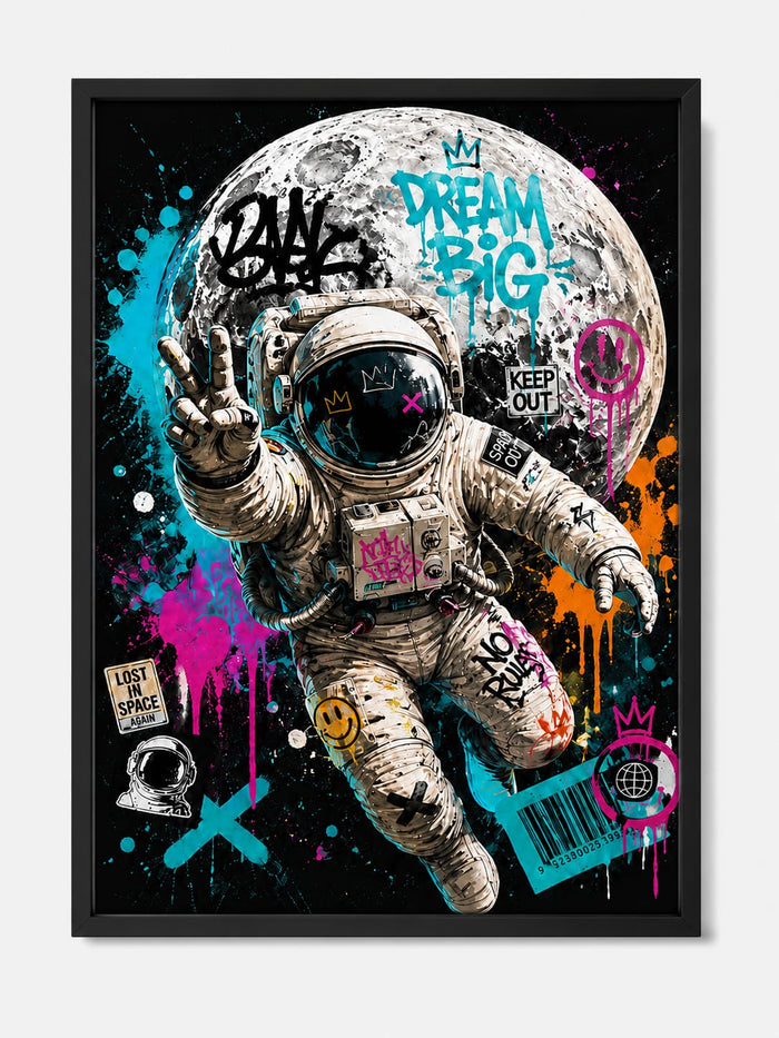Astronaut Street Art Framed Wall Decor