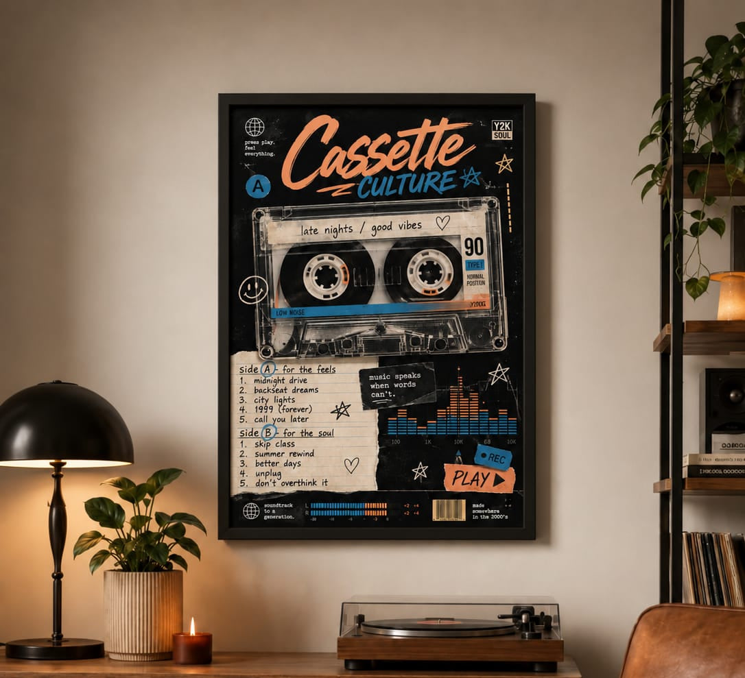 Retro Cassette Culture Framed Wall Art