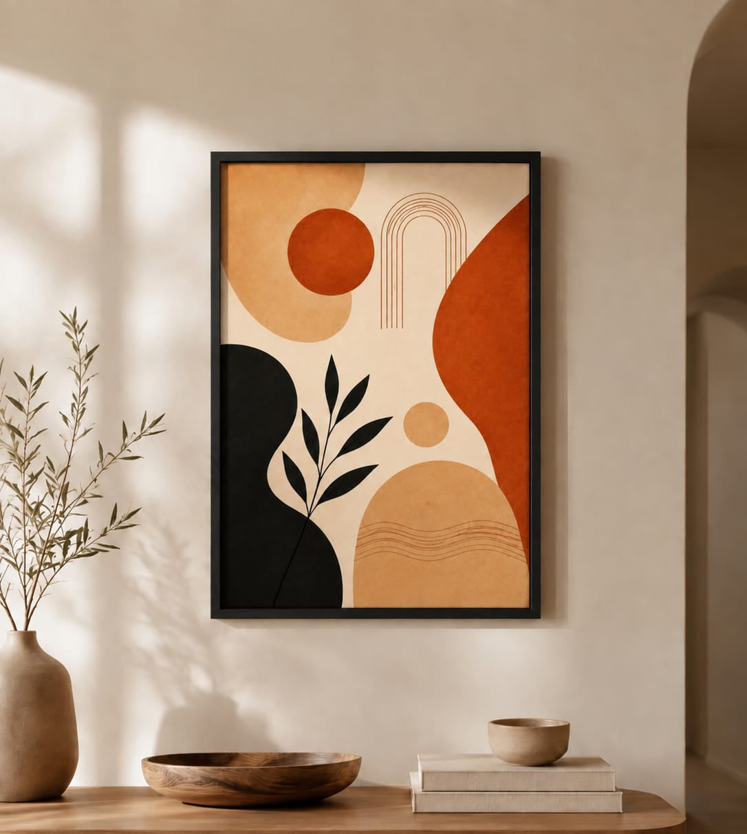 Terracotta Balance Modern Abstract Wooden Frame