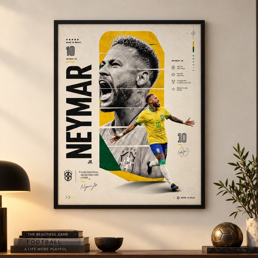 Neymar Jr. Brazil No. 10 Framed Wall Art