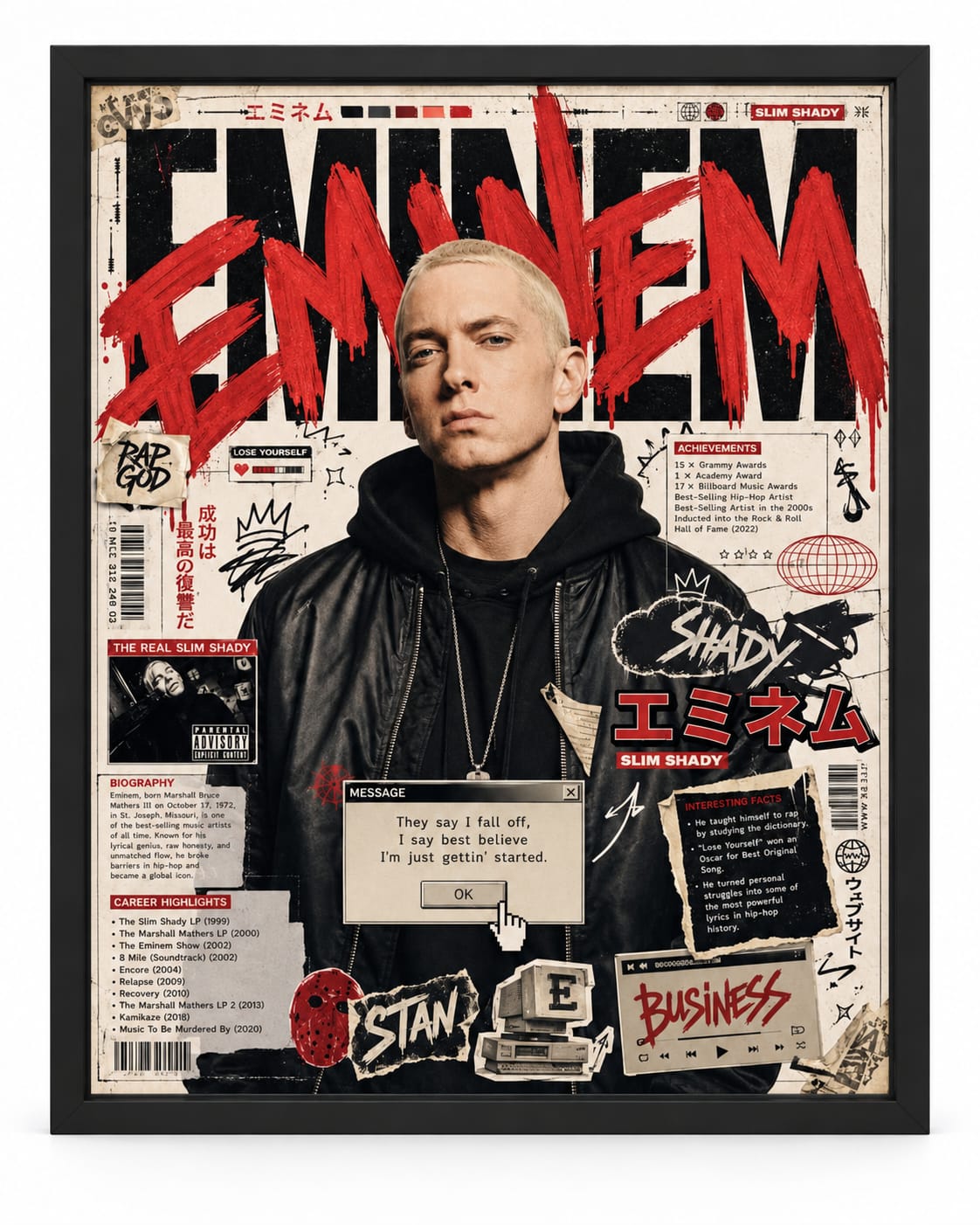 Eminem “Slim Shady” Hip-Hop Legend Frame