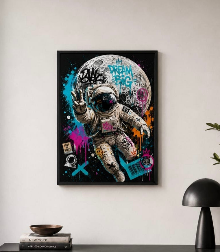 Astronaut Street Art Framed Wall Decor