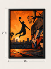 Urban Basketball Silhouette Framed Wall Art